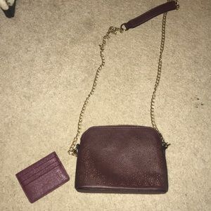 Clutch/Cross body maroon purse & wallet